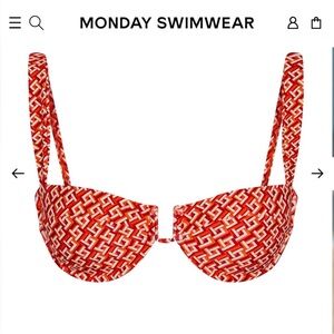 Monday Swimwear Geometric Red Bikini Top